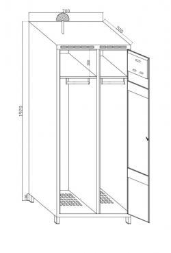 Stahl-Einsatzspind - Feuerwehrspind - Feuerwehrschrank - Gesamtbreite 70 cm - 2  Abteile - RAL 3000 feuerrot - Drehriegelverschluss - Schwarz-Weiß-Spind für eine Person - Preishammer -  Lieferzeit sofort !!!