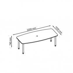 Konferenztisch buche, Bootsform -  Füße verchromt - 220 cm lang- sofort lieferbar !!