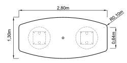 Konferenztisch weiss/slber, Bootsform -  2 Säulenfüße verchromt - 280 cm lang - extra gross- sofort lieferbar !!