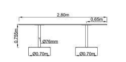 Konferenztisch Eiche,  Bootsform -  2 Säulenfüße verchromt - 280 cm lang - extra gross- sofort lieferbar !!