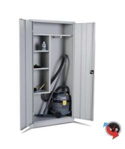 Putzmittelschrank - 92 cm breit -  42cm tief - Korpus lichtgrau - Front blau  - Schubstangen Drehzylinderschloss mit 2 Schlüssel - sofort lieferbar - absoluter Preishit !!!