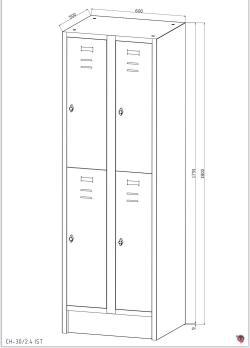 Schließfachschrank, Fächerspind, Stahl-Fächerschrank, 4 Abteile , 2 nebeneinander, 2 übereinander - lichtgrau, 60 cm breit - Preishit sofort lieferbar