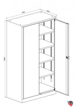 Stahlschrank, Stahl Aktenschrank - 4,5 Ordnerhöhen - 80 x 38 x 180 cm - komplett schwarz RAL 9005 - sofort lieferbar !