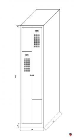 Stahl Z Schrank - Z Spinde - lichtgrau - 2 Abteile - Gesamt 40 cm  breit - 2 Drehriegel - Lieferzeit sofort ! 