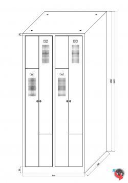 Stahl Z Schrank - Z Spinde  4 Abteile - Gesamt 80 cm  breit - 4 Drehriegel - sofort lieferbar ! 