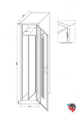 Stahl-Belüftungs-Kleiderspind mit Designlochung für die bessere Belüftung Ihrer Kleidung und Schwarz-Weiß-Trennung - Türen RAL 5015 Himmelblau - 40 cm breit - 1 Abteil - 1 Drehriegel - der Premium Star Design Spind - Lieferzeit sofort !