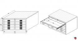 Stahl-Zeichnungsschrank -DIN A 1, mit 6 Schubladen, sofort lieferbar - Super Sonderpreise !!!